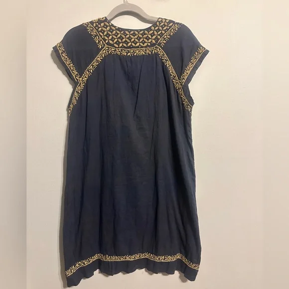 Roberta Roller Rabbit Dark Navy Bespoke Faith Dress with beige embroidery size M - Picture 7 of 15